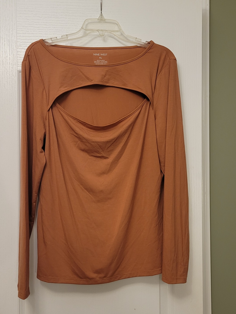 Nine West Rust-Colored Long Sleeve Nursing Top with Front Flap